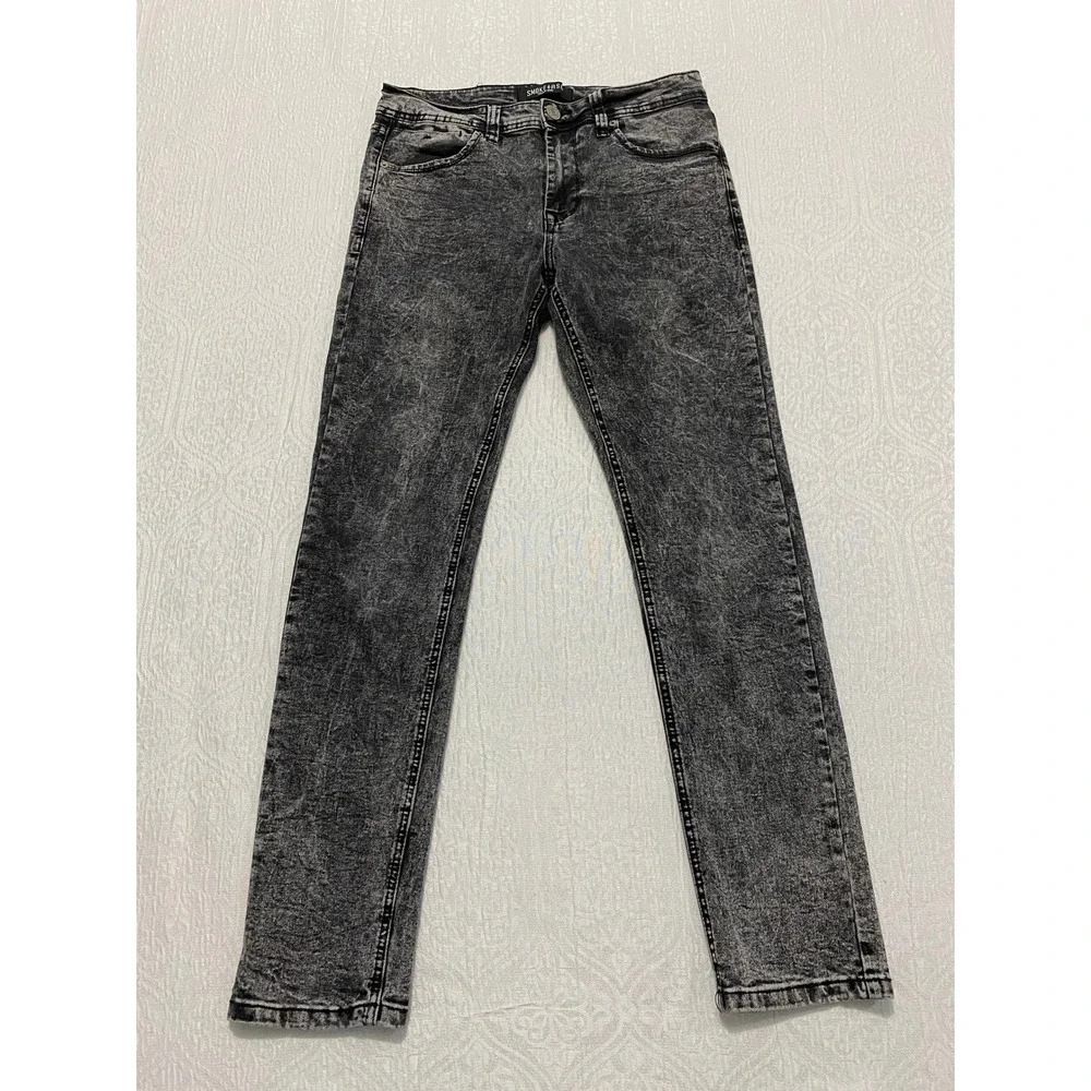 Smoke &‎ Ash Premium Denim Jeans Mens 30x30 Acid Wash Slim Fit Cotton Blend